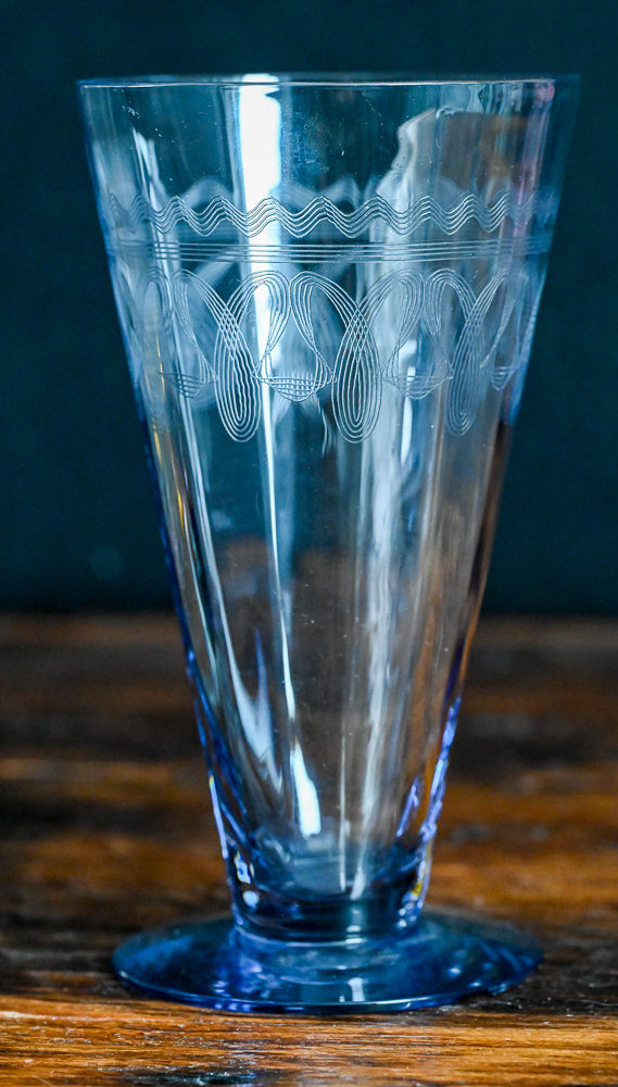 light purple etched vintage iced tea or parfait glasses