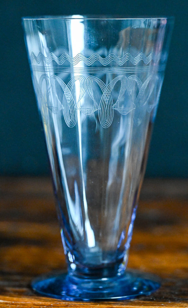 light purple etched vintage iced tea or parfait glasses