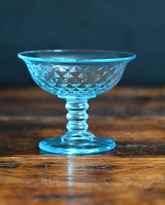 light blue stacked stem cocktail coupe