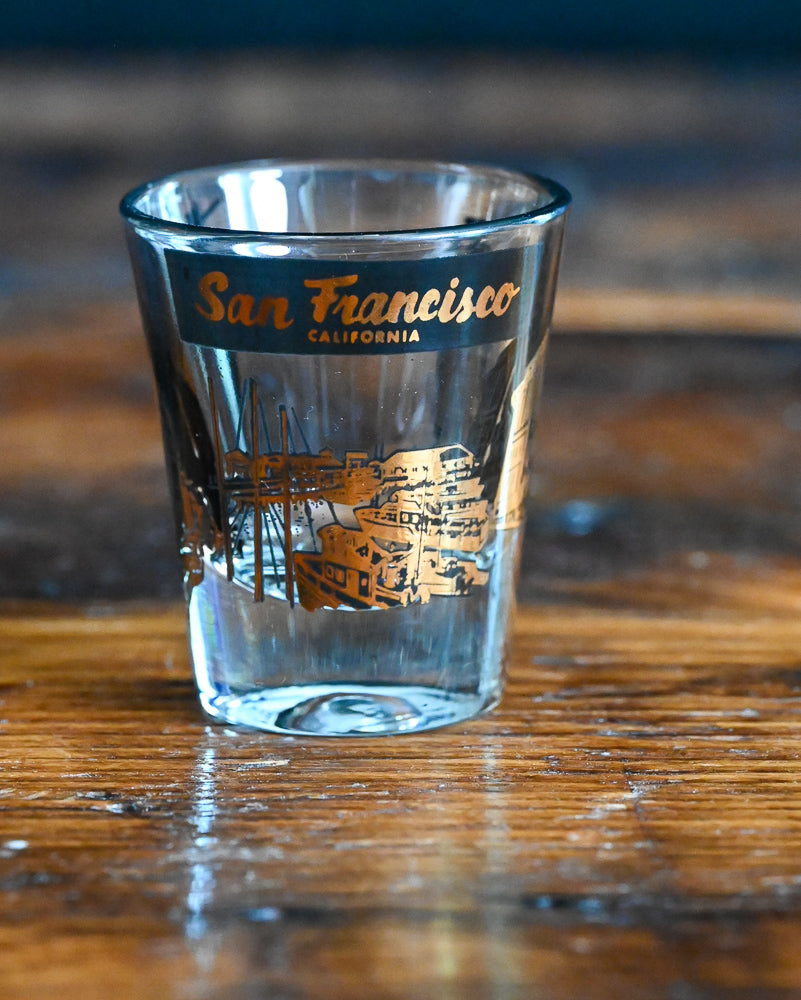 black and gold San Francisco Souvenir shot glass