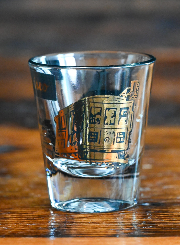 black and gold San Francisco Souvenir shot glass