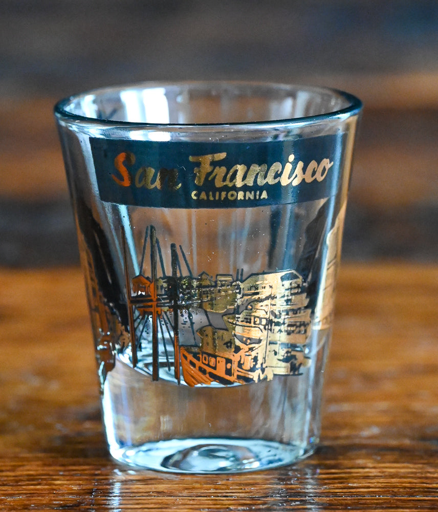 black and gold San Francisco Souvenir shot glass