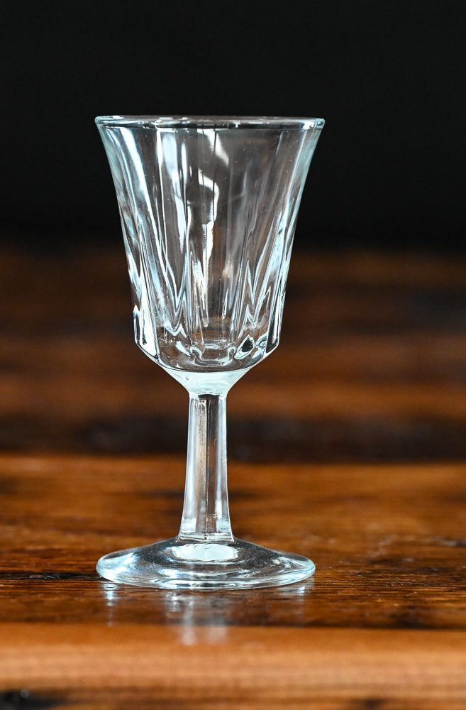clear pressed glass cordial glasses