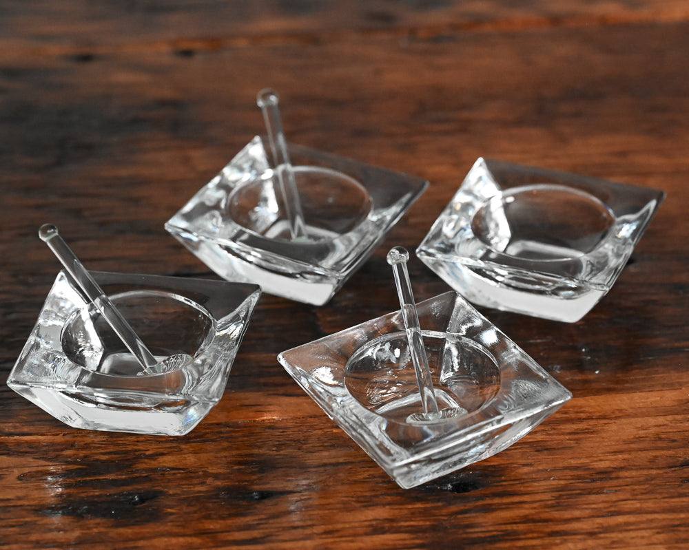 clear glass salt cellars with clear glass shell salt spoons