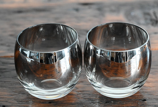 Vitreon Queen's Lusterware silver fade top Roly Poly glasses