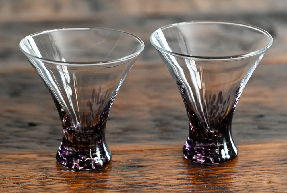 purple dot flared cordial glasses