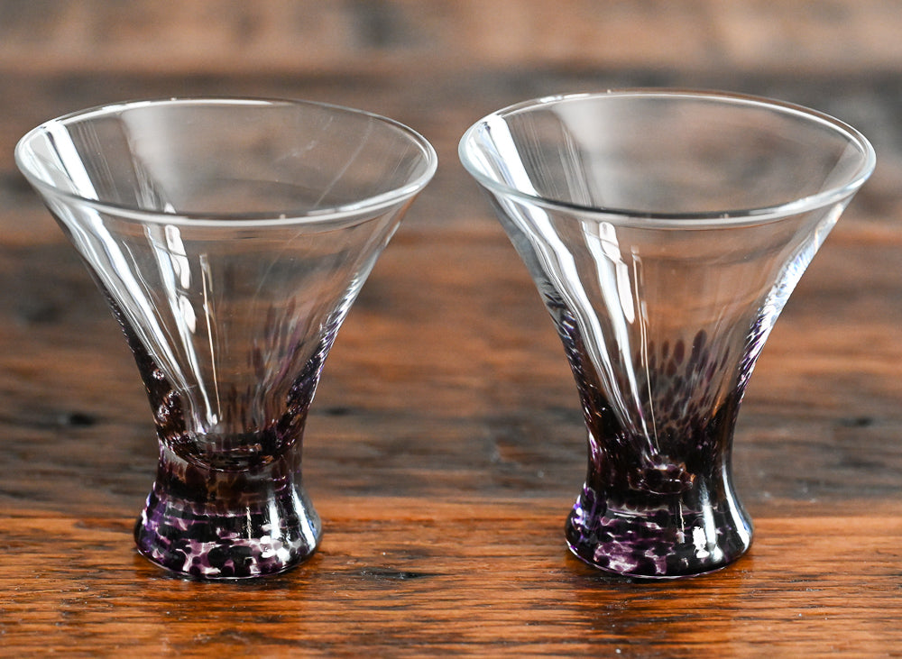 purple dot flared cordial glasses