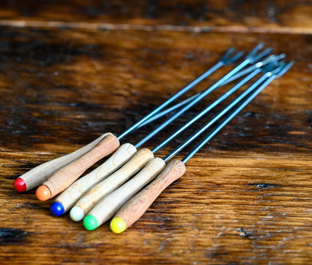 vintage teak fondue forks