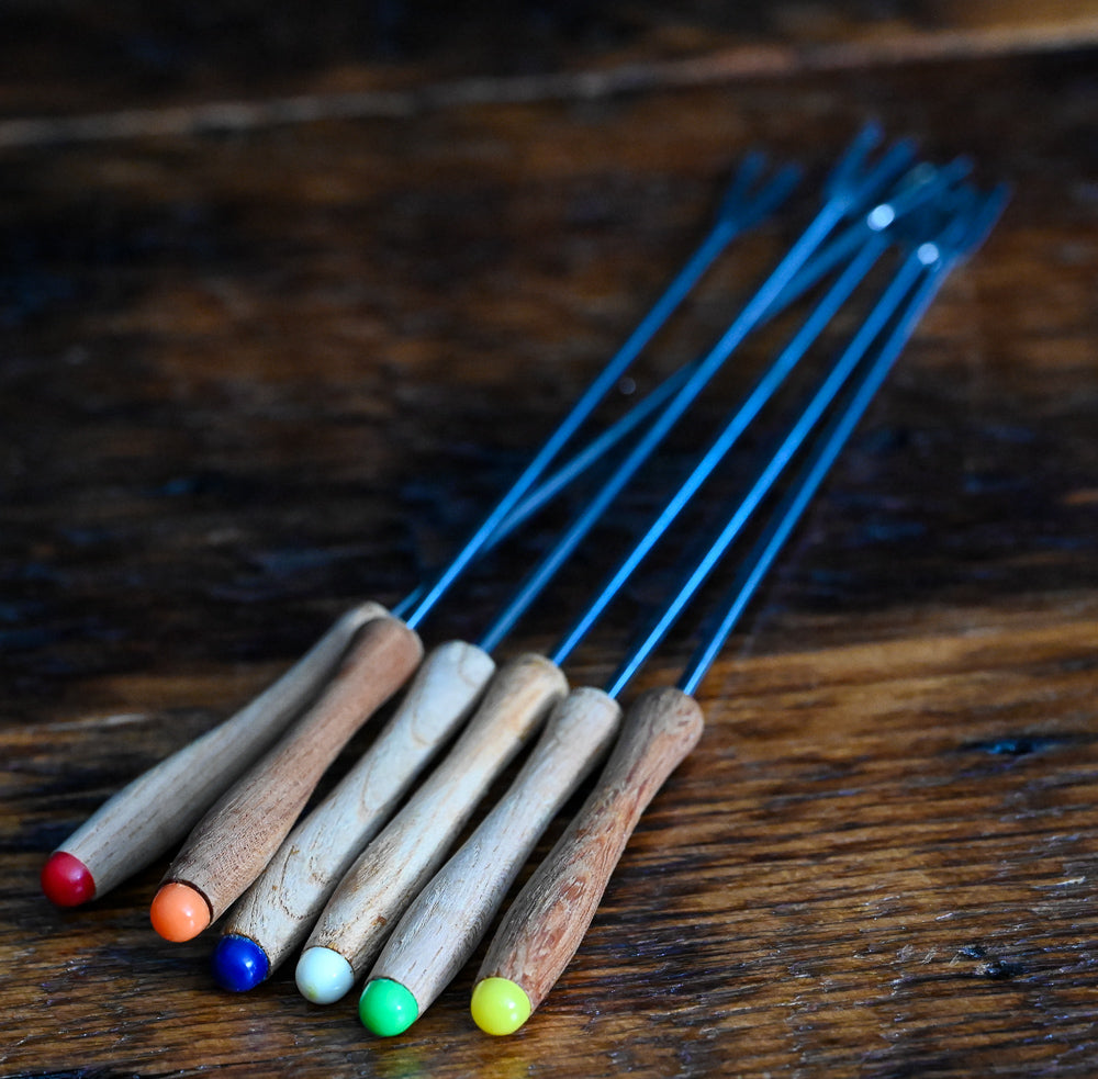 vintage teak fondue forks