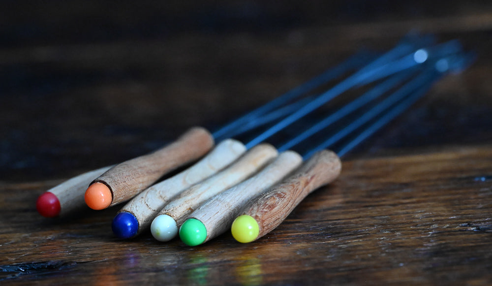 vintage teak fondue forks