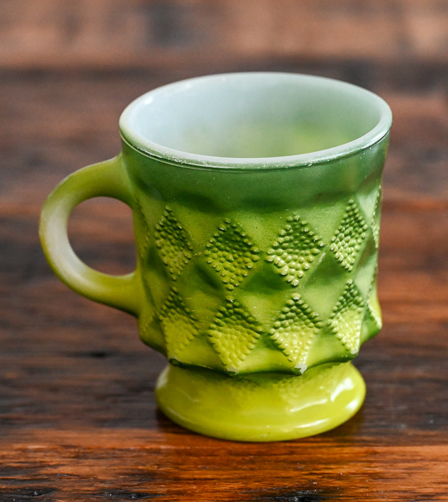 ombre green Anchor Hocking Fire King Kimberley Diamond mug