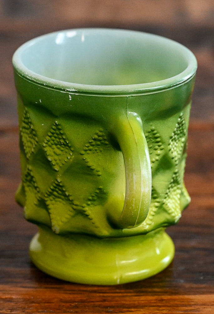 ombre green Anchor Hocking Fire King Kimberley Diamond mug