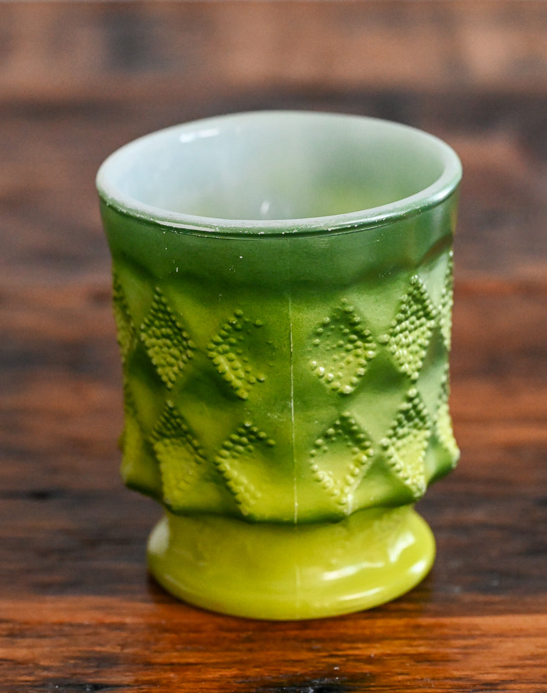 ombre green Anchor Hocking Fire King Kimberley Diamond mug