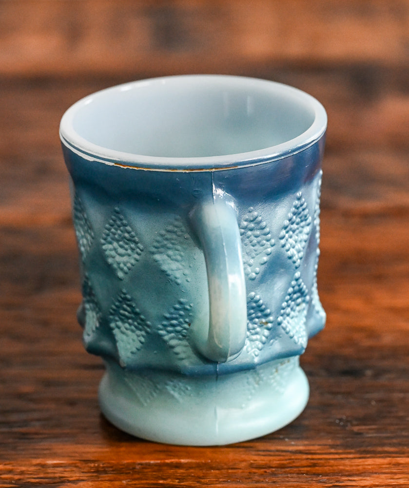 ombre blue Anchor Hocking Fire King Kimberley Diamond mug