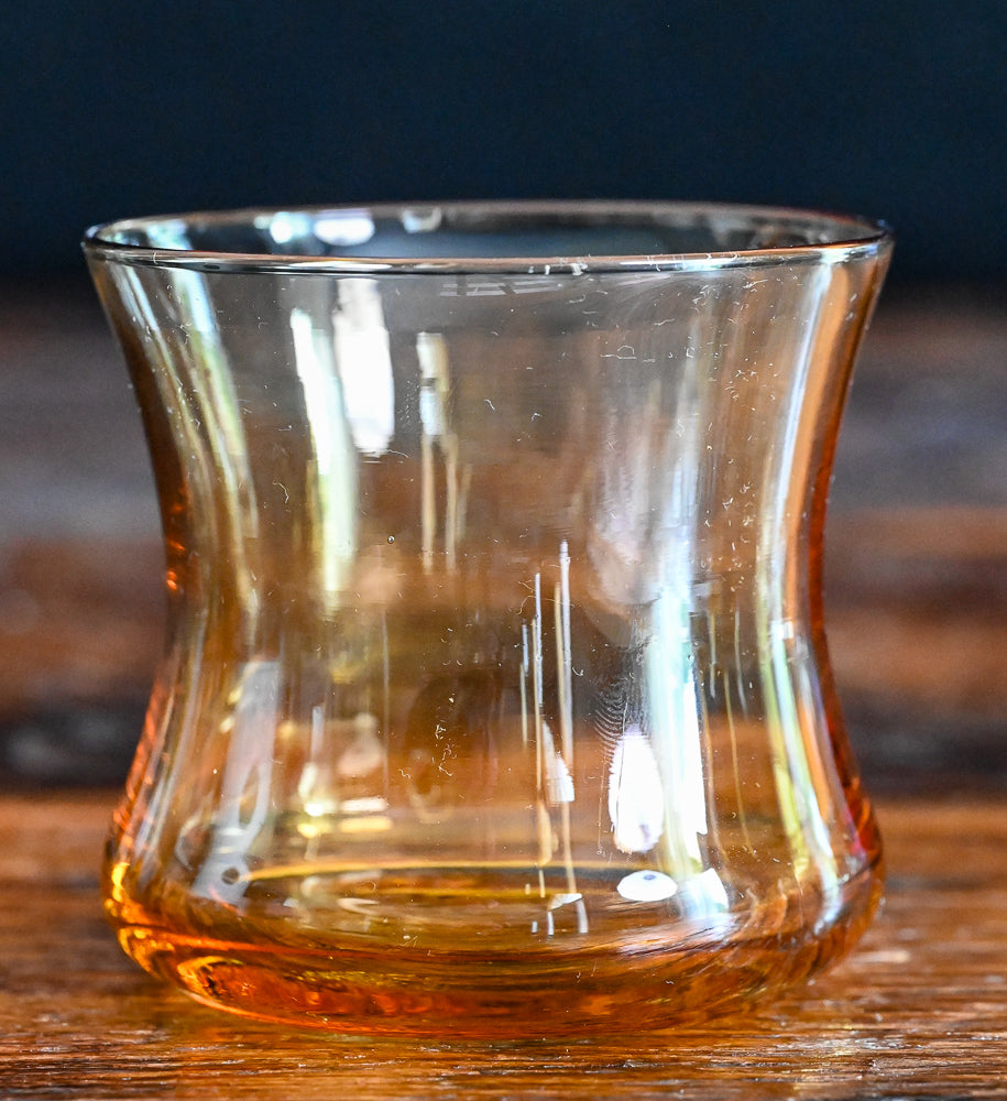 Vintage Amber Glass Lowball Curved Glasses