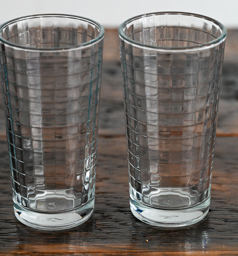 block optic clear highball glasses