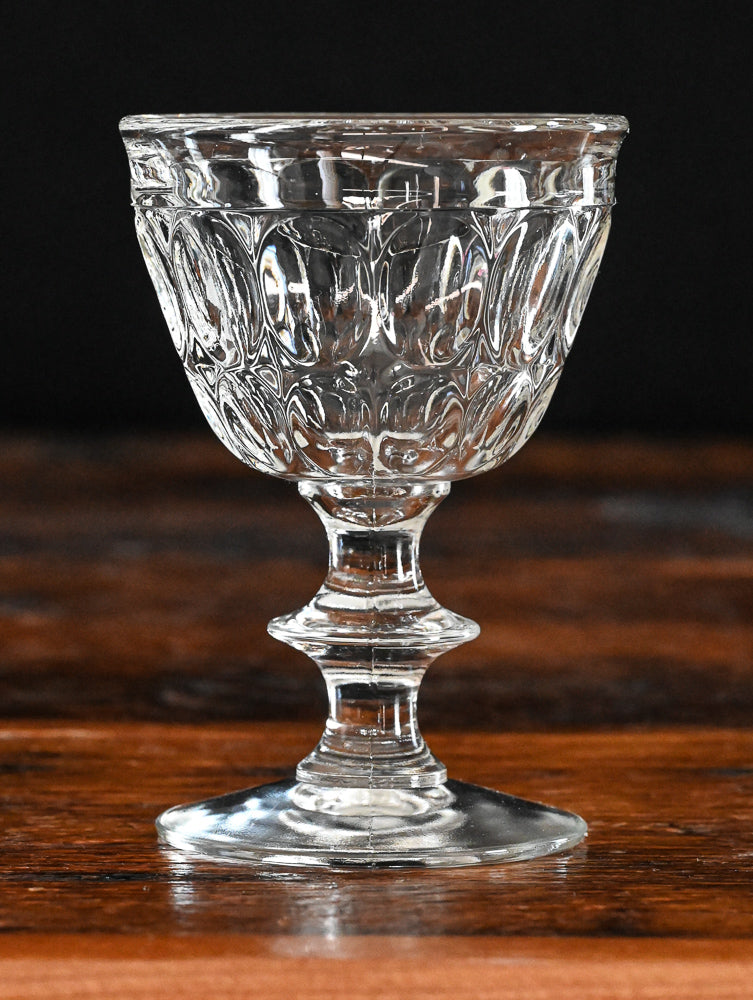 clear Jeannette thumbprint cocktail coupes