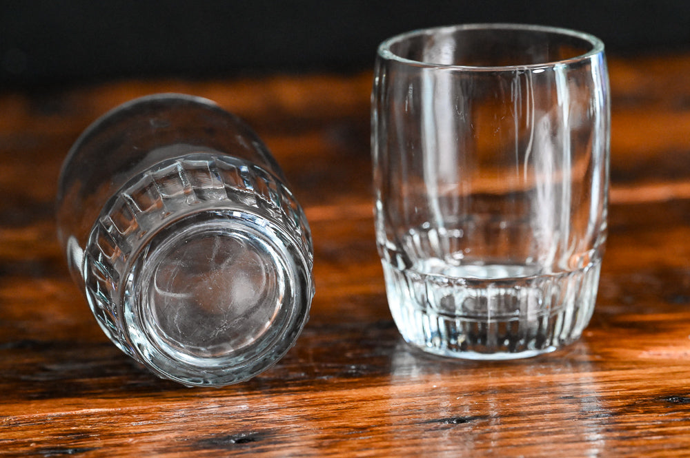 clear ribbed bottom rocks glasses