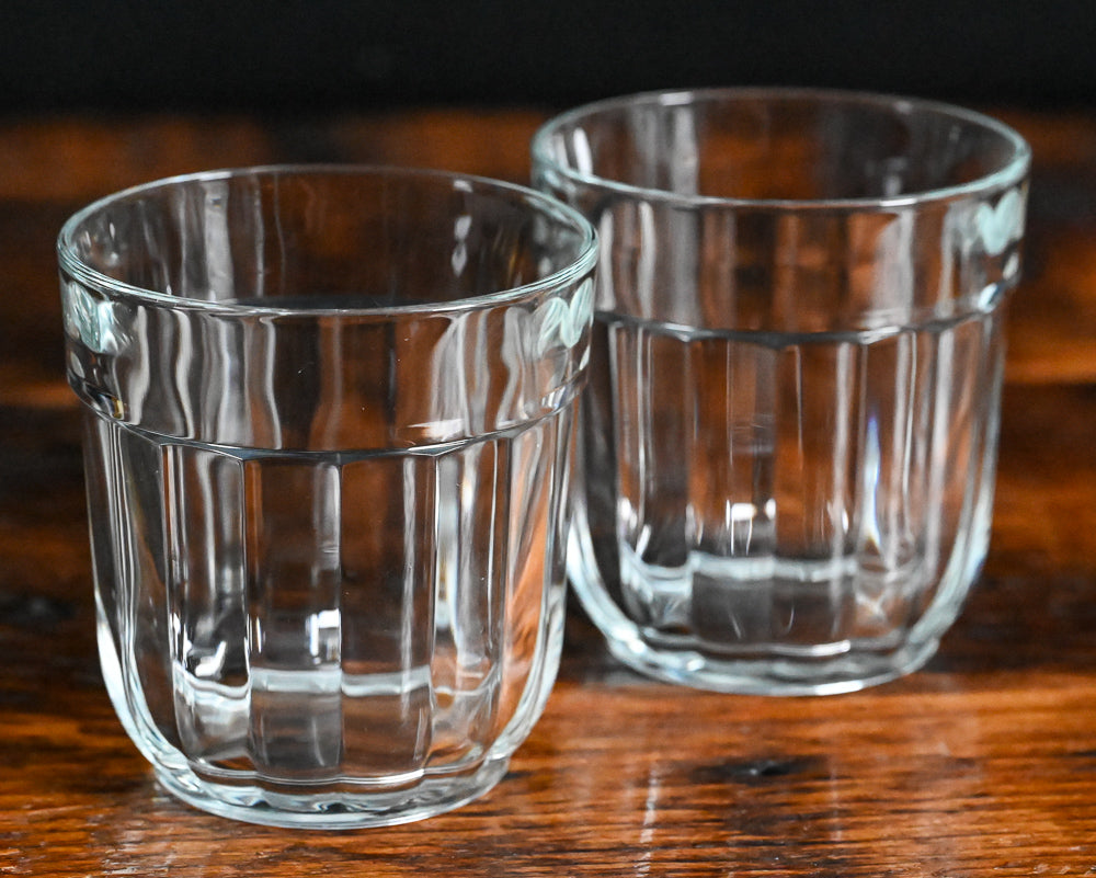 clear glass ribbed tumblers