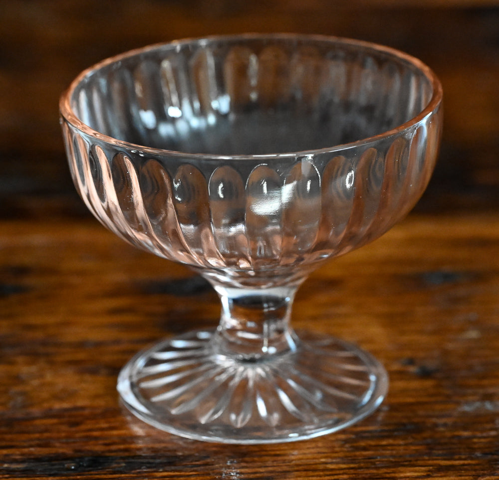 pink optic Depression glass sherbet glasses