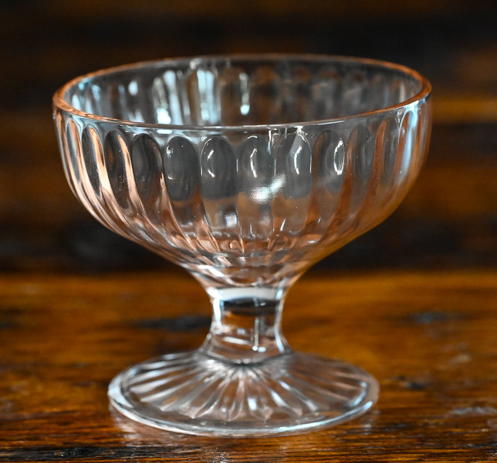 pink optic Depression glass sherbet glasses