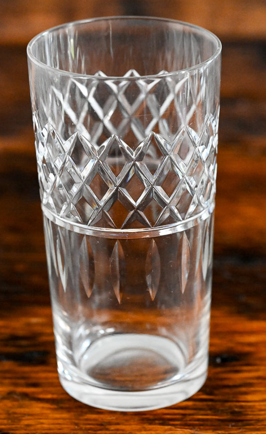 clear tall glasses with diamond cut pattern