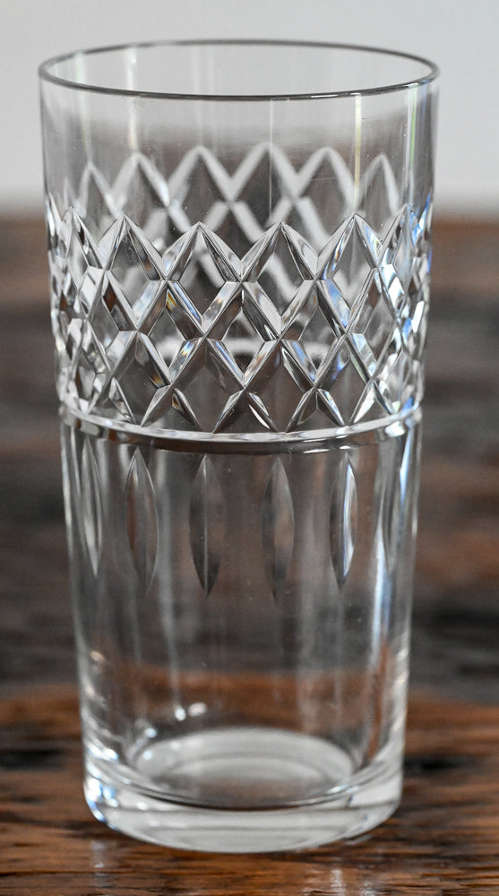clear tall glasses with diamond cut pattern