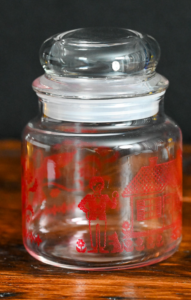 Red Dutch scene print Anchor Hocking Apothecary Jar