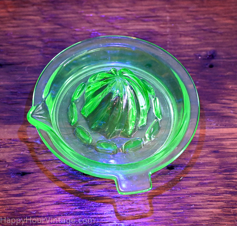 Green uranium glass citrus reamer