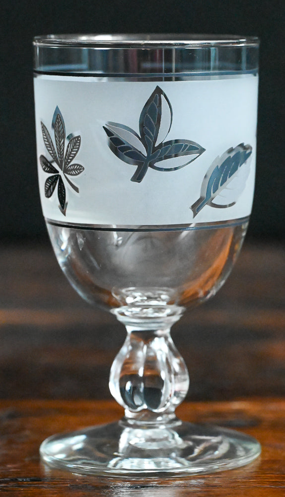 Libbey frosted silver leaf goblets