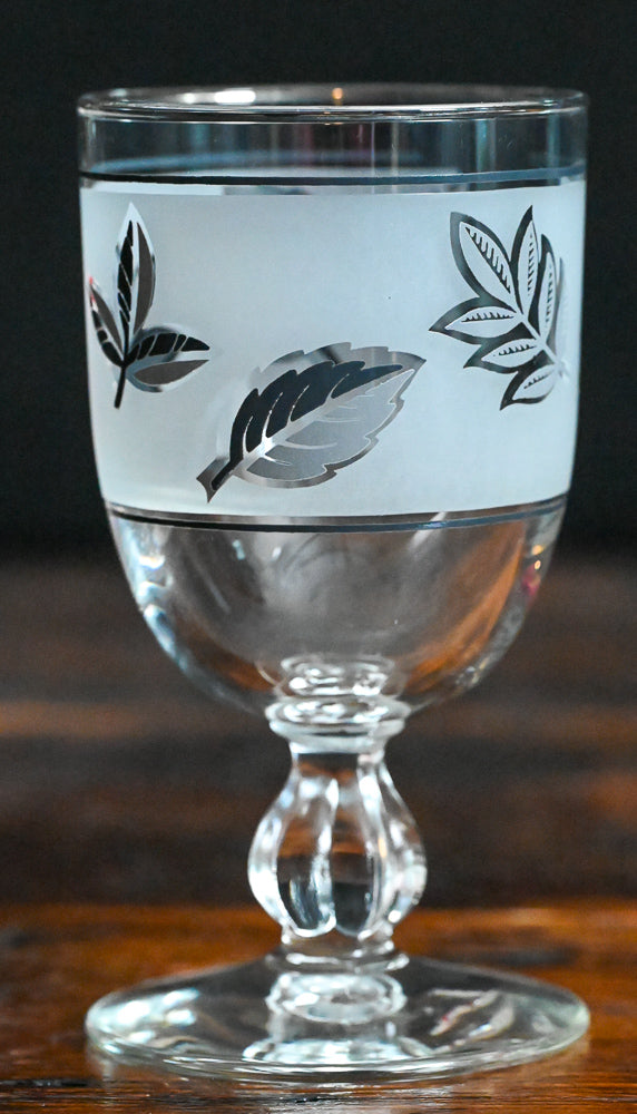 Libbey frosted silver leaf goblets