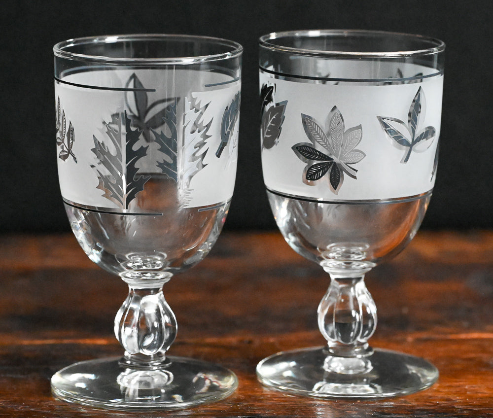 Libbey frosted silver leaf goblets