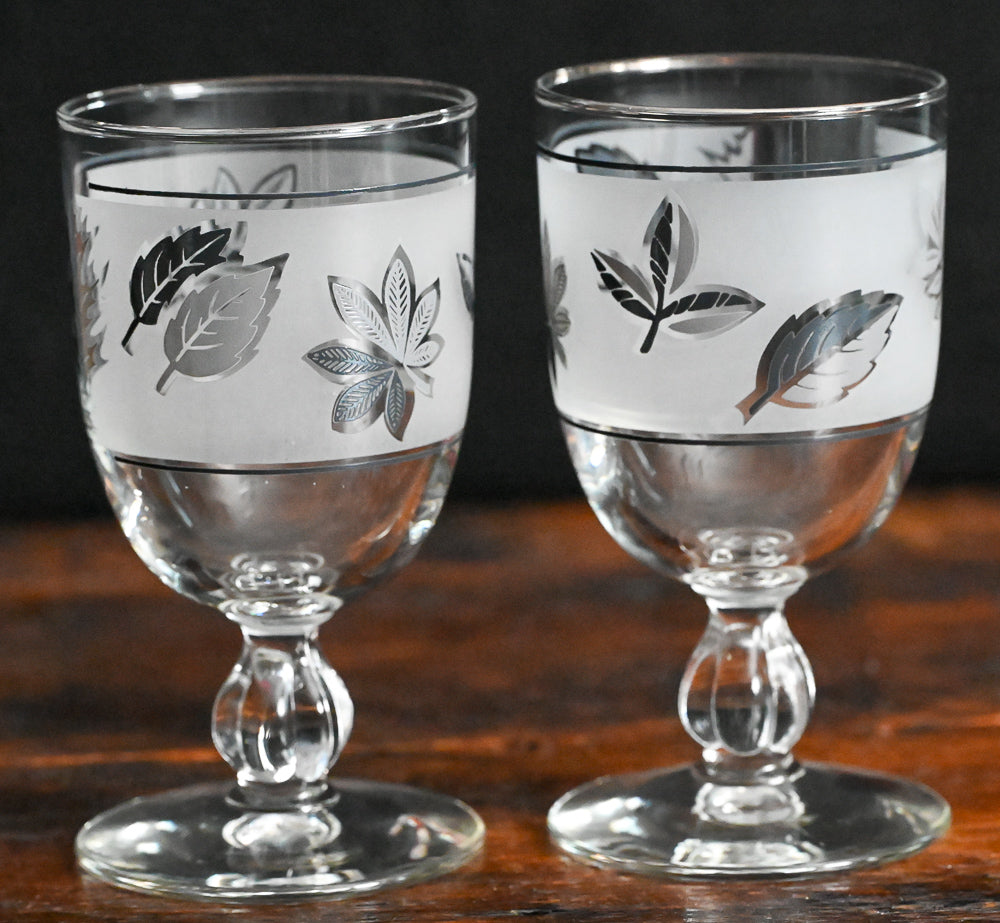 Libbey frosted silver leaf goblets