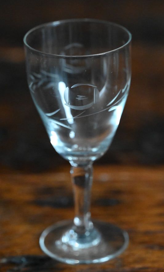 clear rose etched cordial glasses