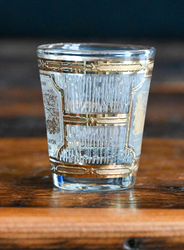 frosted and gold Grand Canyon souvenir shot glass