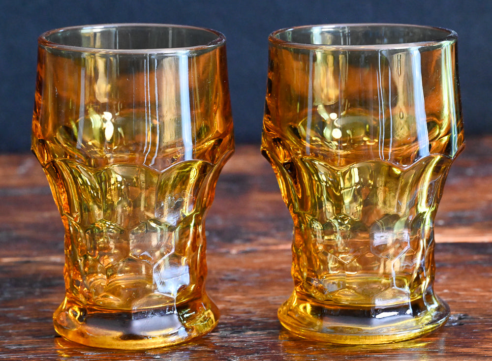 amber Anchor Hocking Georgian tumblers
