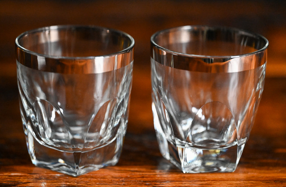 platinum rimmed glass lowball glasses