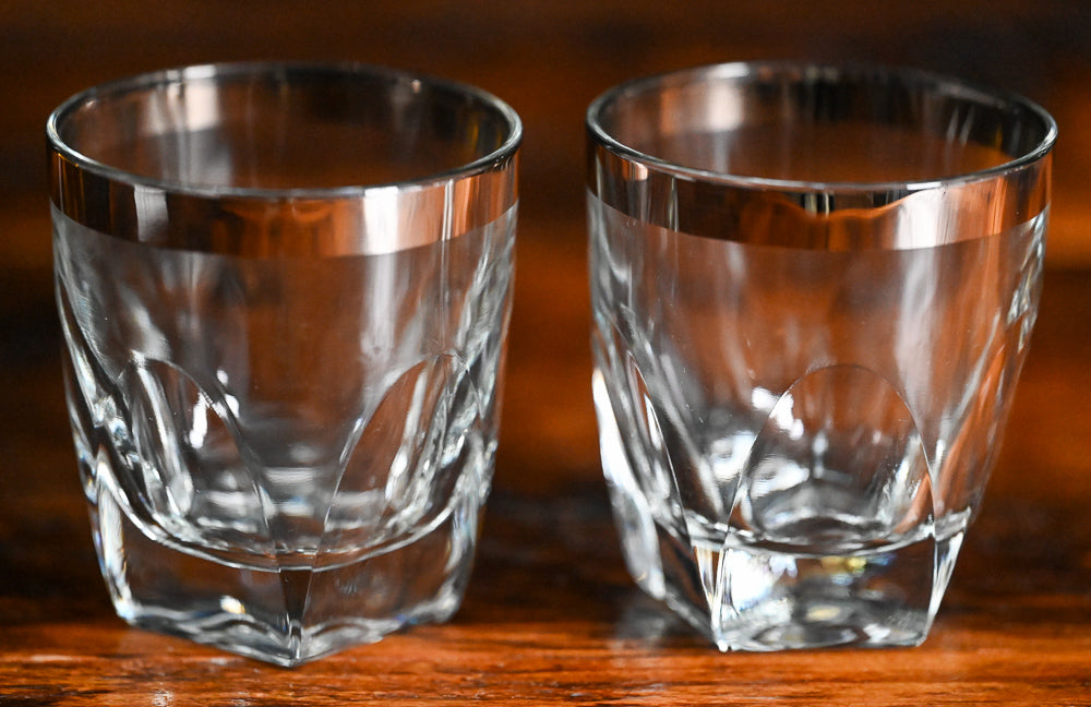 platinum rimmed glass lowball glasses