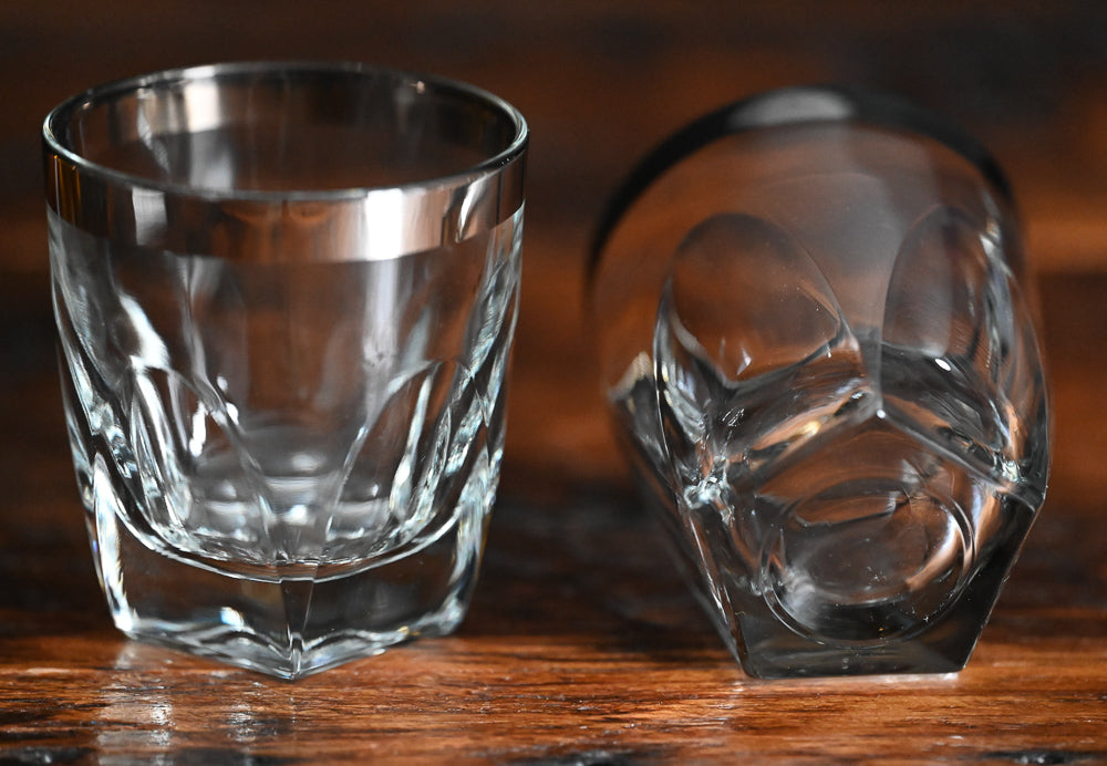 platinum rimmed glass lowball glasses