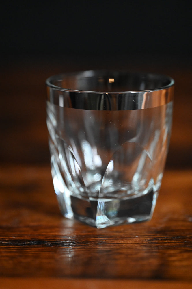 platinum rimmed glass lowball glasses