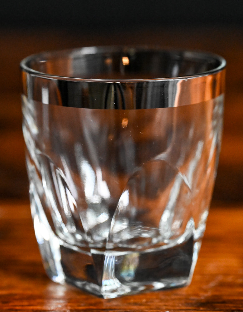 platinum rimmed glass lowball glasses