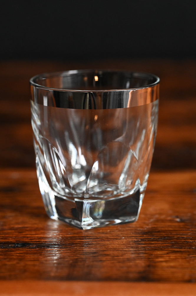 platinum rimmed glass lowball glasses