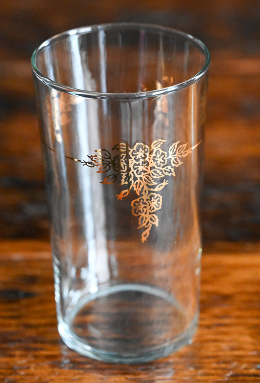 gold floral clear glass tumblers