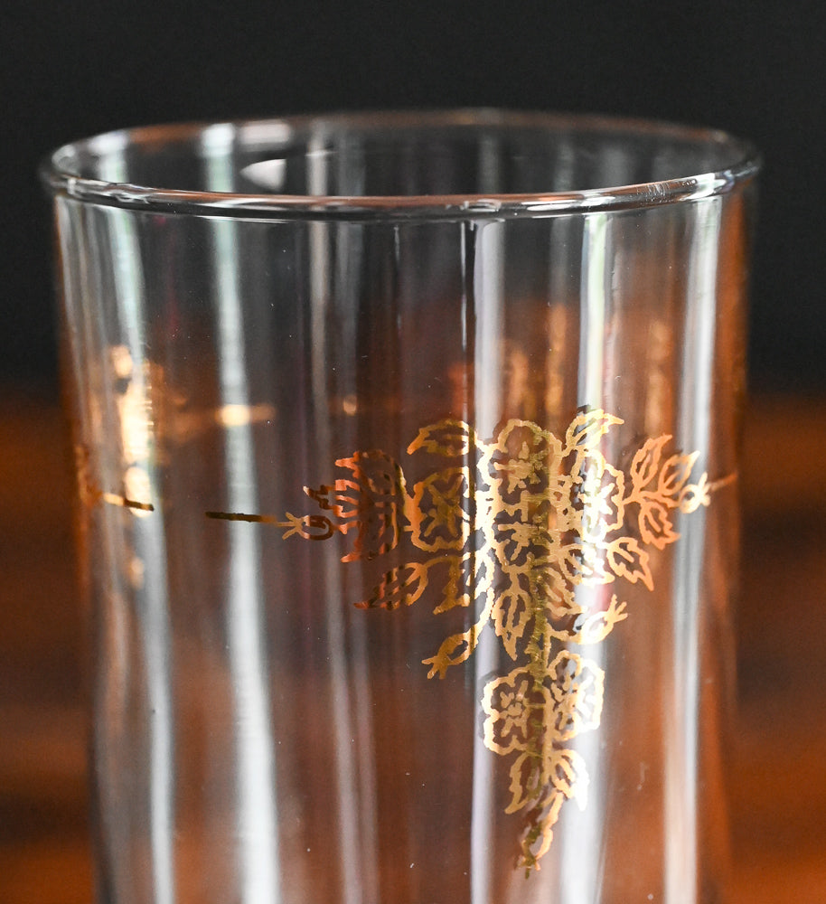gold floral clear glass tumblers