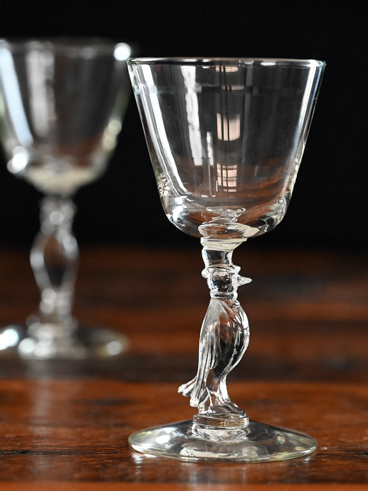 crow with a top hat stem Old Crow whiskey glasses