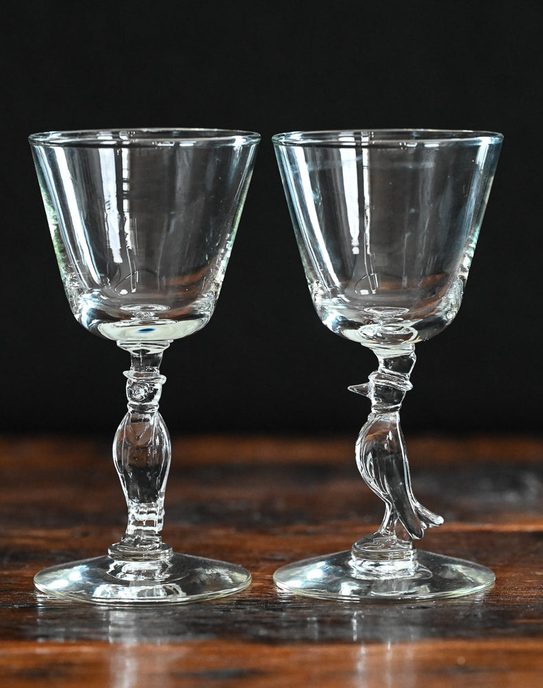 crow with a top hat stem Old Crow whiskey glasses