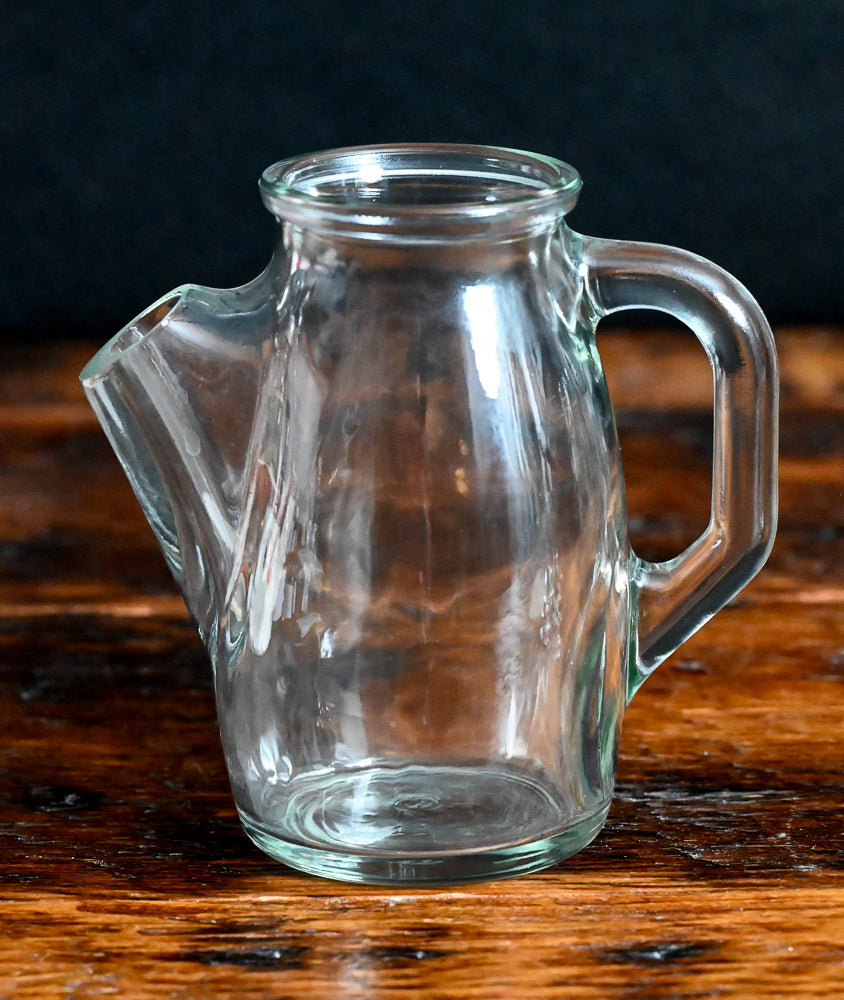 snub nose clear pitcher and 4 shotglasses