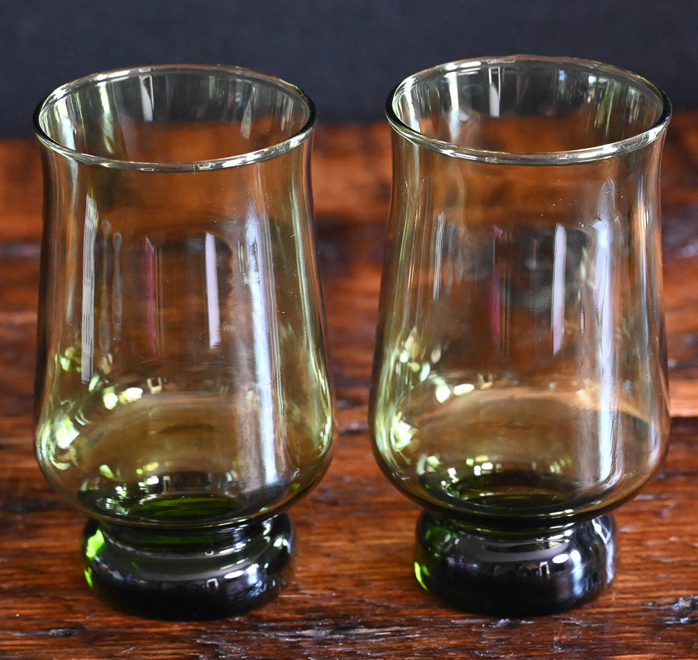 green glass tumblers