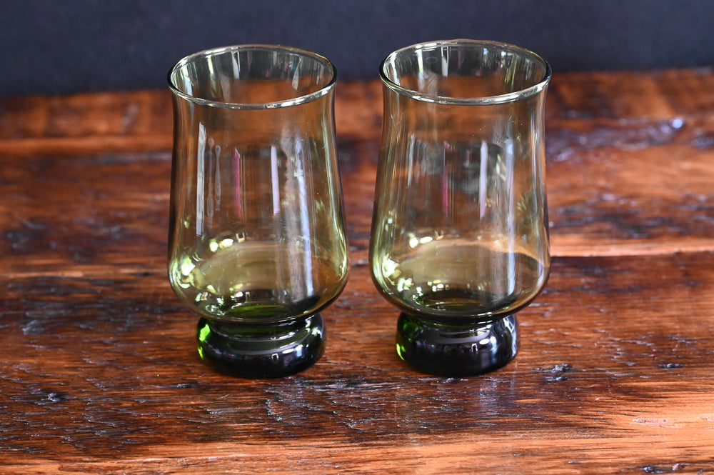green glass tumblers