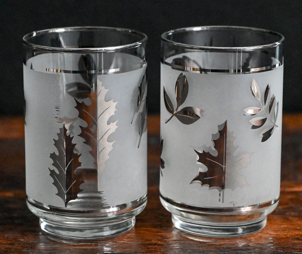 Libbey silver leaf foliage tumbler glasses